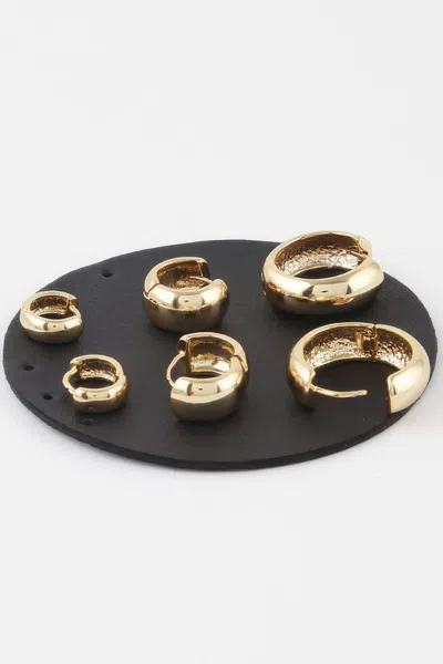 Fashnzfab Bulky Hoop Earrings Set In Gold