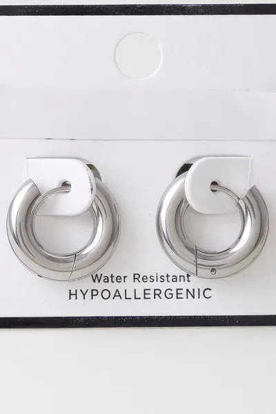 Fashnzfab Bulky Shiny Hoop Earrings In Metallic