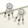Fashnzfab Bumble Bee Pearl Accented Teardrop Stone Cluster Drop Down Earrings In Multi