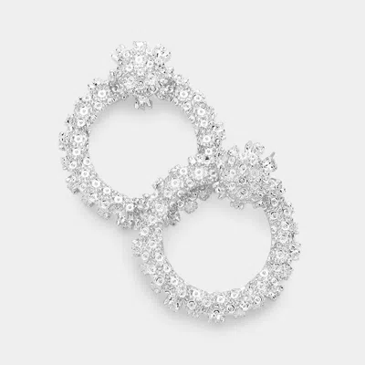 Fashnzfab Bumpy Metal Open Circle Earrings In White