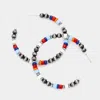 Fashnzfab Burnished Metal Ball Colorful Beaded Hoop Earrings - Multi In Multi