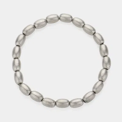 Fashnzfab Burnished Metal Beaded Stretch Bracelet Worn Silver In Multi