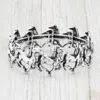 Fashnzfab Burnished Metal Horse Link Stretch Bracelet Silver Burnished In Multi