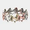 Fashnzfab Burnished Metal Horse Link Stretch Bracelet Three Tone In Multi