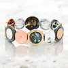 Fashnzfab Burnished Metal Round Stretch Bracelet In Multi