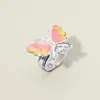 Fashnzfab Butterfly Accent Stretch Ring In Silver