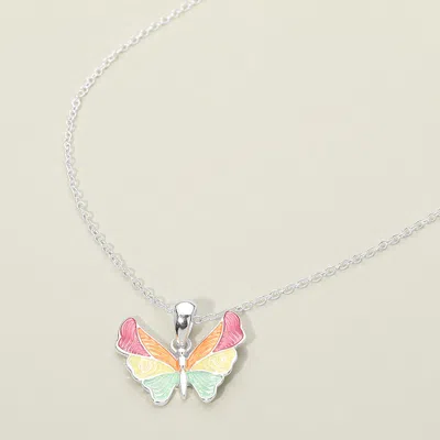 Fashnzfab Butterfly Charm Pendant Necklace In Multi