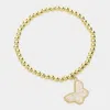 Fashnzfab Butterfly Charm Pointed Stainless Steel Ball Beaded Bracelet - Gold, White In Gold