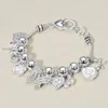 Fashnzfab Butterfly Dragonfly Heart Pearl Charm Beaded Bracelet Silver In Silver