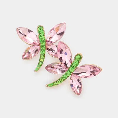 Fashnzfab Butterfly Evening Earrings - Pink & Green