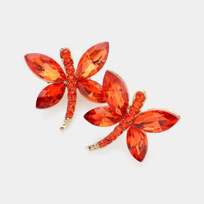Fashnzfab Butterfly Evening Earrings In Red