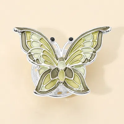 Fashnzfab Butterfly Magnetic Brooch 2" X 2" In Metallic