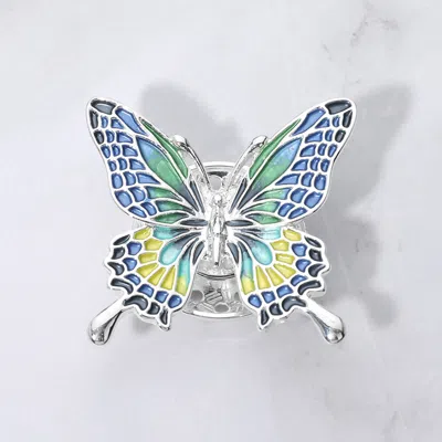 Fashnzfab Butterfly Magnetic Brooch 2" X 2" In Multi