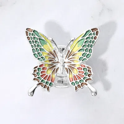 Fashnzfab Butterfly Magnetic Brooch In Silver