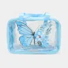 Fashnzfab Butterfly Message Printed Translucent Mesh Divided Shoulder Bag / Tote Bag In Blue