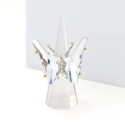 Fashnzfab Butterfly Stretch Ring In Gold