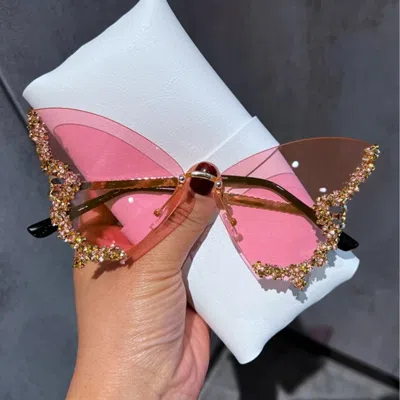 Fashnzfab Butterfly Sunglasses In Pink