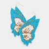 Fashnzfab Butterfly Wing Seed Beads Dangle Earrings - Multi, Turquoise In Blue