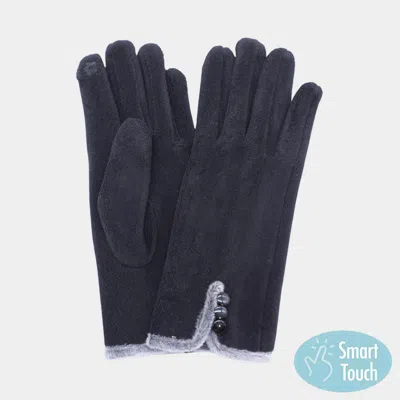 Fashnzfab Button Accent Smart Touch Gloves In Black