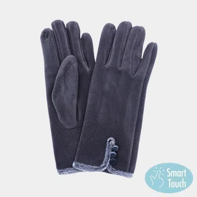 Fashnzfab Button Accent Smart Touch Gloves In Blue
