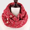 Fashnzfab Button Accented Two Tone Knit Infinity Snood Scarf In Multi