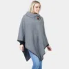 Fashnzfab Button Deco Collar Poncho In Gray