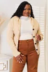 Fashnzfab Button-down Long Sleeve Hooded Sweater In Multi