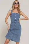 Fashnzfab Button Down Placket Stretch Denim Dress