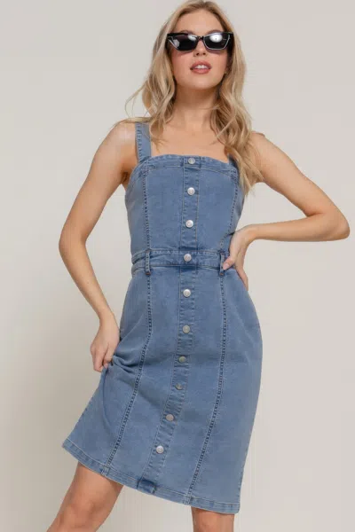 Fashnzfab Button Down Placket Stretch Denim Dress
