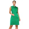 Shop Fashnzfab Button-down Pleated Shirt Dress In Green