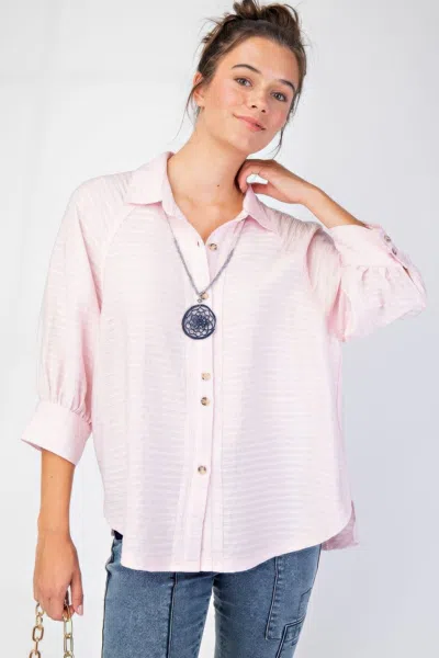 Fashnzfab Button Down Textured Woven Shirt In Pink
