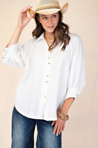 Fashnzfab Button Down Textured Woven Shirt In White