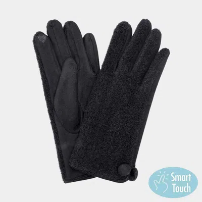 Fashnzfab Button Soft Smart Touch Winter Gloves In Gray
