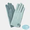 Fashnzfab Button Soft Smart Touch Winter Gloves In Green