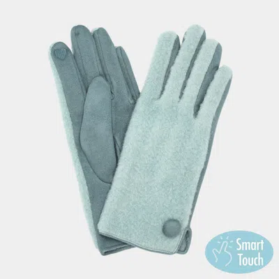 Fashnzfab Button Soft Smart Touch Winter Gloves In Green