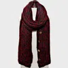 Fashnzfab Button Up Cardigan Effect Knit Yarn Shawl Scarf In Red