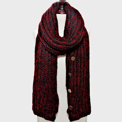 Fashnzfab Button Up Cardigan Effect Knit Yarn Shawl Scarf In Red