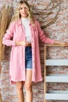 Fashnzfab Button-up Shirt Dress In Pink