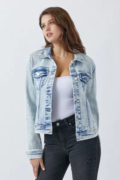 Fashnzfab Button Up Washed Denim Jacket In Multi