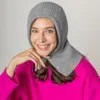 Fashnzfab Buttoned Snood Hat In Gray