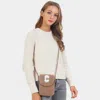 Fashnzfab C Initial Monogram Sherpa Crossbody Cellphone Bag In Gray
