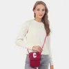 Fashnzfab C Initial Monogram Sherpa Crossbody Cellphone Bag In Pink