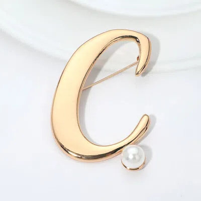 Fashnzfab -c- Pearl Accent Initial Letter Pin Brooch In Multi