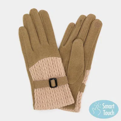 Fashnzfab Cable And Band Details Smart Touch Gloves In Pattern