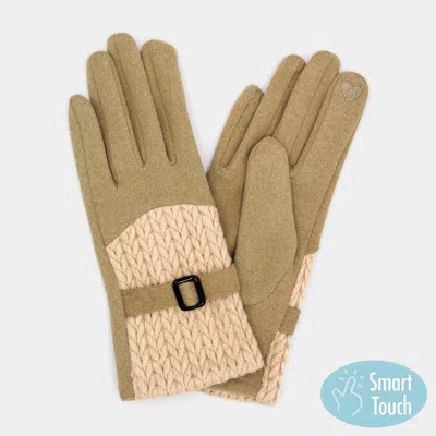 Fashnzfab Cable And Band Details Smart Touch Gloves In Sand