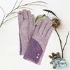 Fashnzfab Cable Detailed Button Touch Smart Gloves In Pink