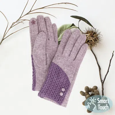 Fashnzfab Cable Detailed Button Touch Smart Gloves In Pink