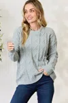 Fashnzfab Cable Knit Round Neck Sweater In Multi