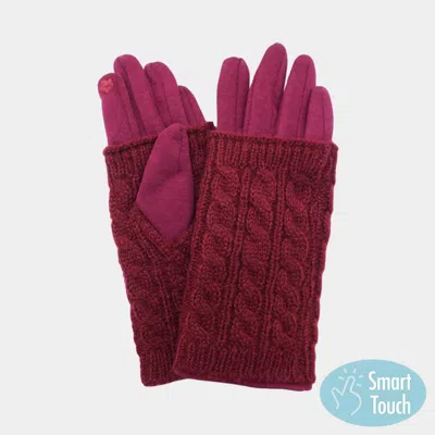 Fashnzfab Cable Knit Smart Touch Gloves In Red
