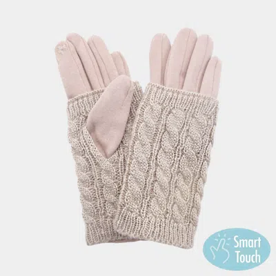 Fashnzfab Cable Knit Smart Touch Gloves In Pink